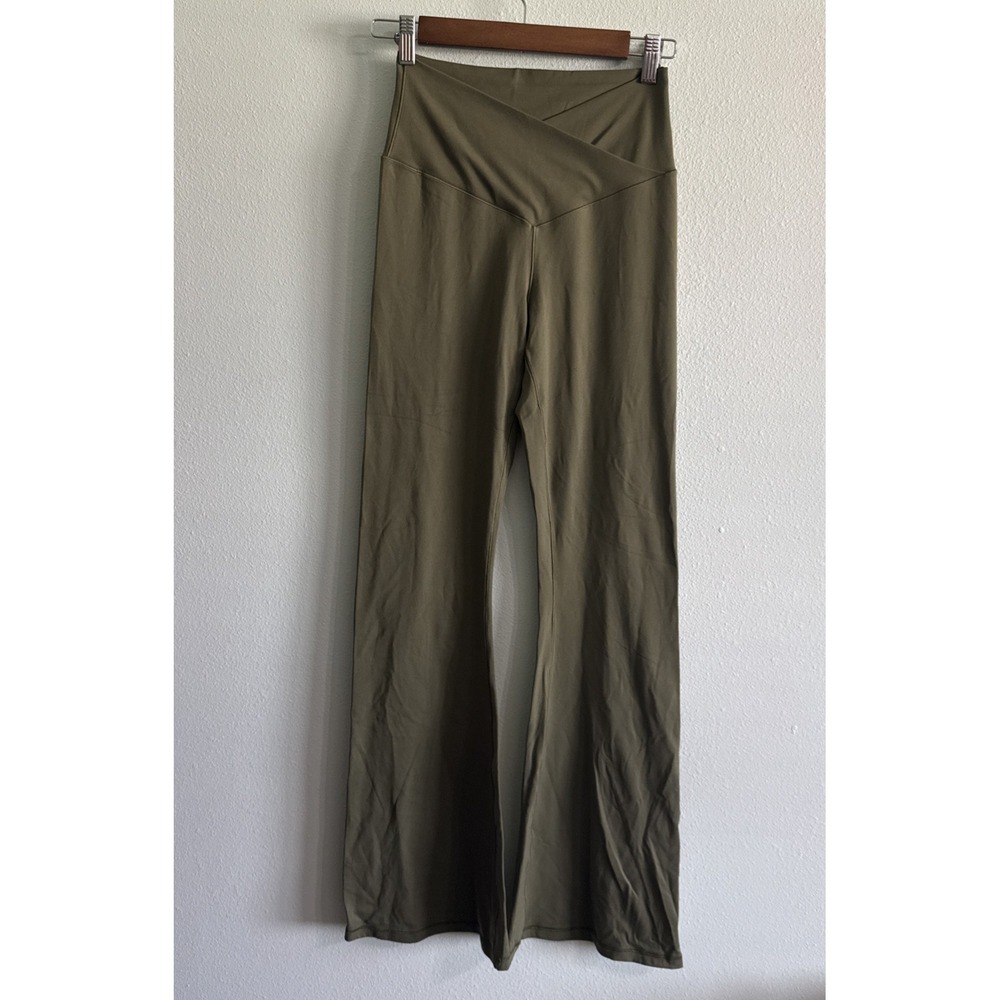 OFFLINE By Aerie Real Me High Waisted Crossover Flare Legging Olive Green Large